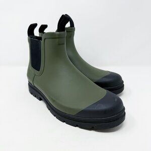 Everlane	Olive Green/Black Rubber Chelsea Boots/Rain Boots Women's Sz 9 Pull On